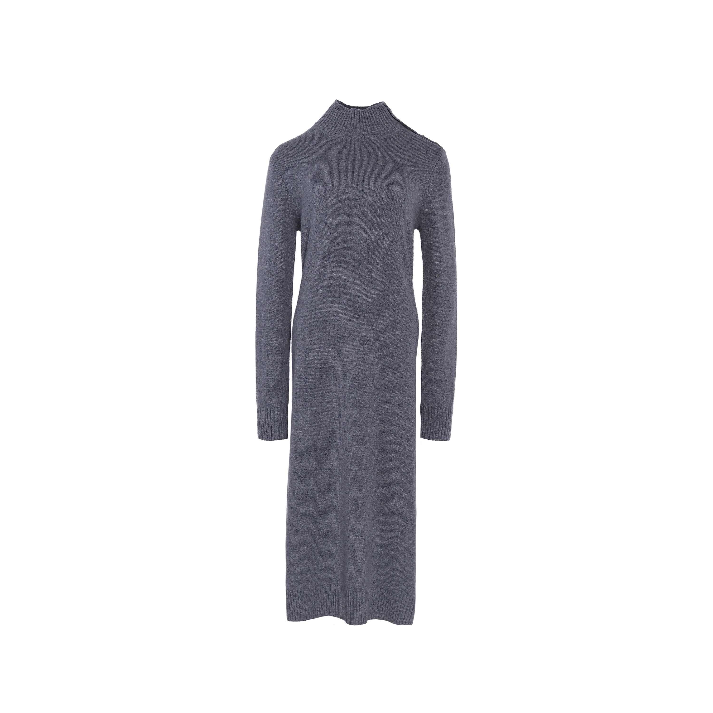Maje Women's Grey Knit Cashmere Midi Dress Size 40 FR 12 UK 8 US MFPRO02651