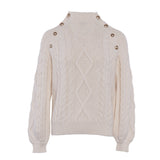 Maje Damen-Pullover in Ecru, geflochten, „ Strick “, grob gestrickt, Größe 36 FR, 8 UK, 4 US, MFPPU00537