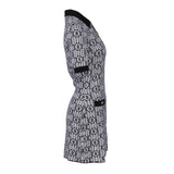 Maje Women's Black White Knit Wool Blend Logo Pattern Dress Size 34 XS UK 6