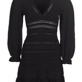 Sandro Women's Black Knit Ruffle Short Dress Size 34 FR 6 UK 2 US SFPRO02739