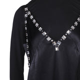 Maje Schwarzes Satinkleid mit Strasssteinen für Damen, Größe 36 (FR), 8 (UK), 4 (US), MFPRO02665
