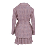 Maje Women's Bordeaux Check Jacket and Skirt Set Size 38 M UK 10