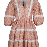 Maje Women's Pink Linen Blend Floral Short Dress Size 40 FR 12 UK 8US MFPRO02516