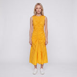 Sandro Women's Orange Long Gathered Dress Size 34 FR 6 UK 2 US SFPRO02783