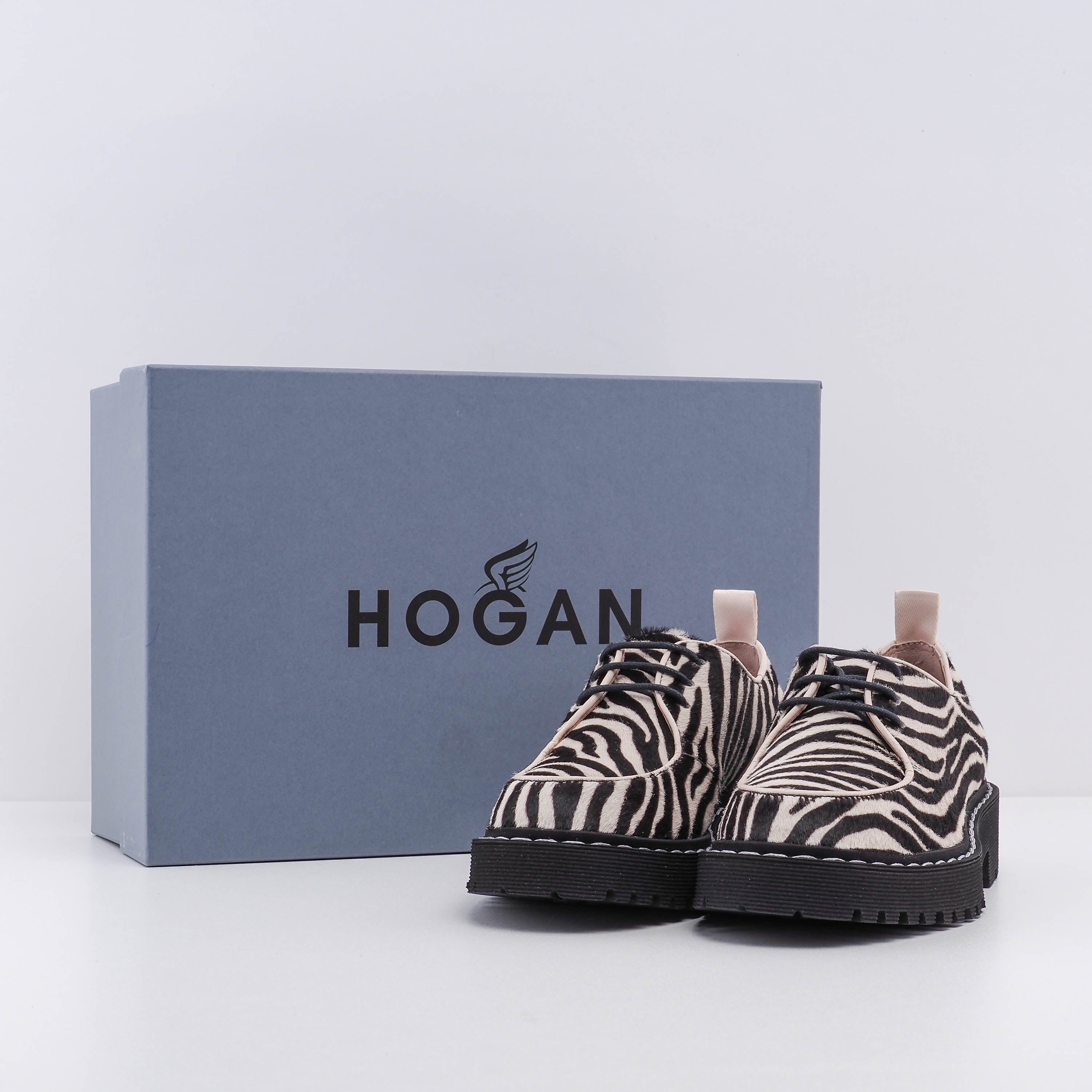 Hogan Women's Black Zebra H543 Allacciato Lace Up Shoes Size 35 EU 2 UK 5 US