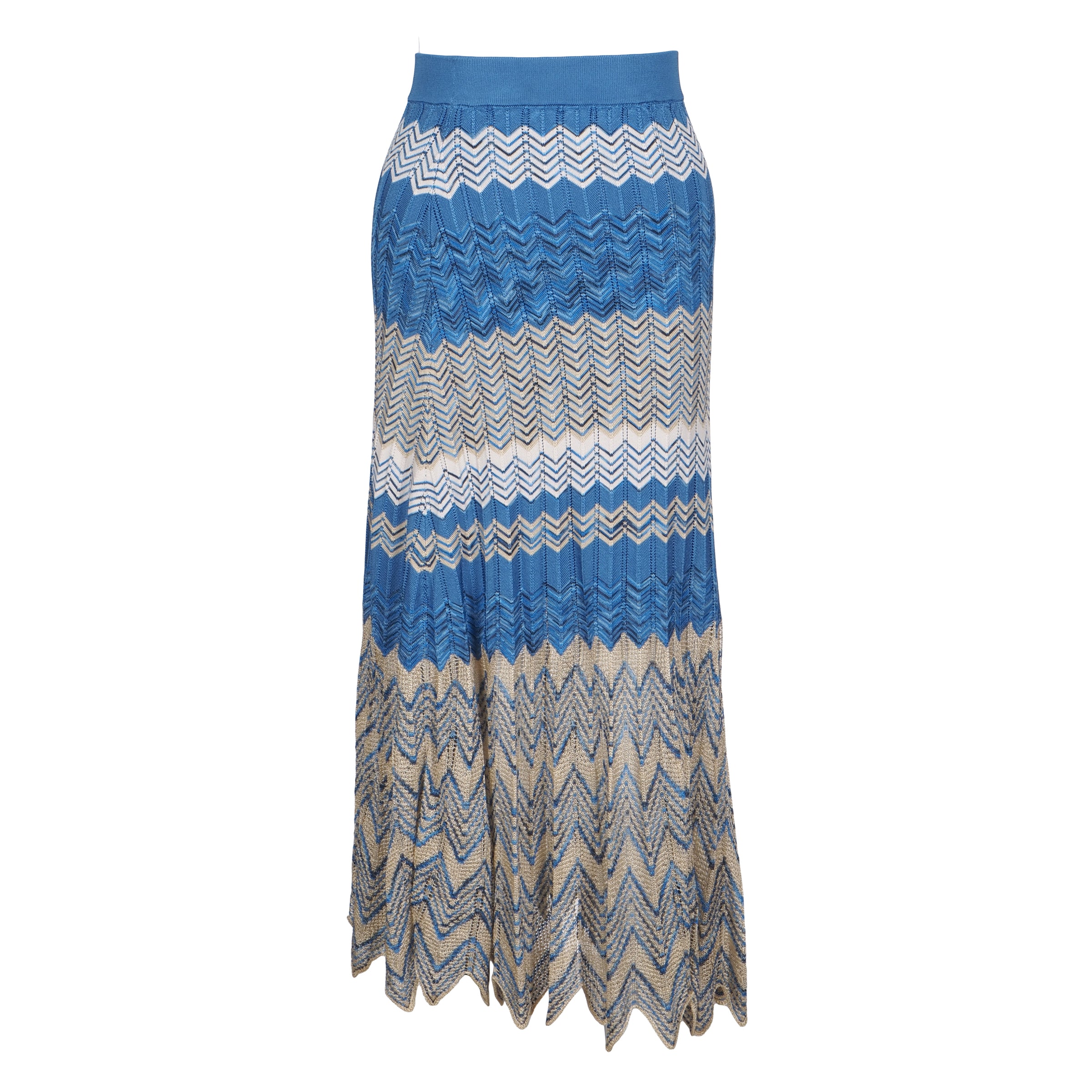 Sandro Women's Blue Knitted Midi Striped Skirt Size 34 FR 6 UK 2 US SFPJU00337