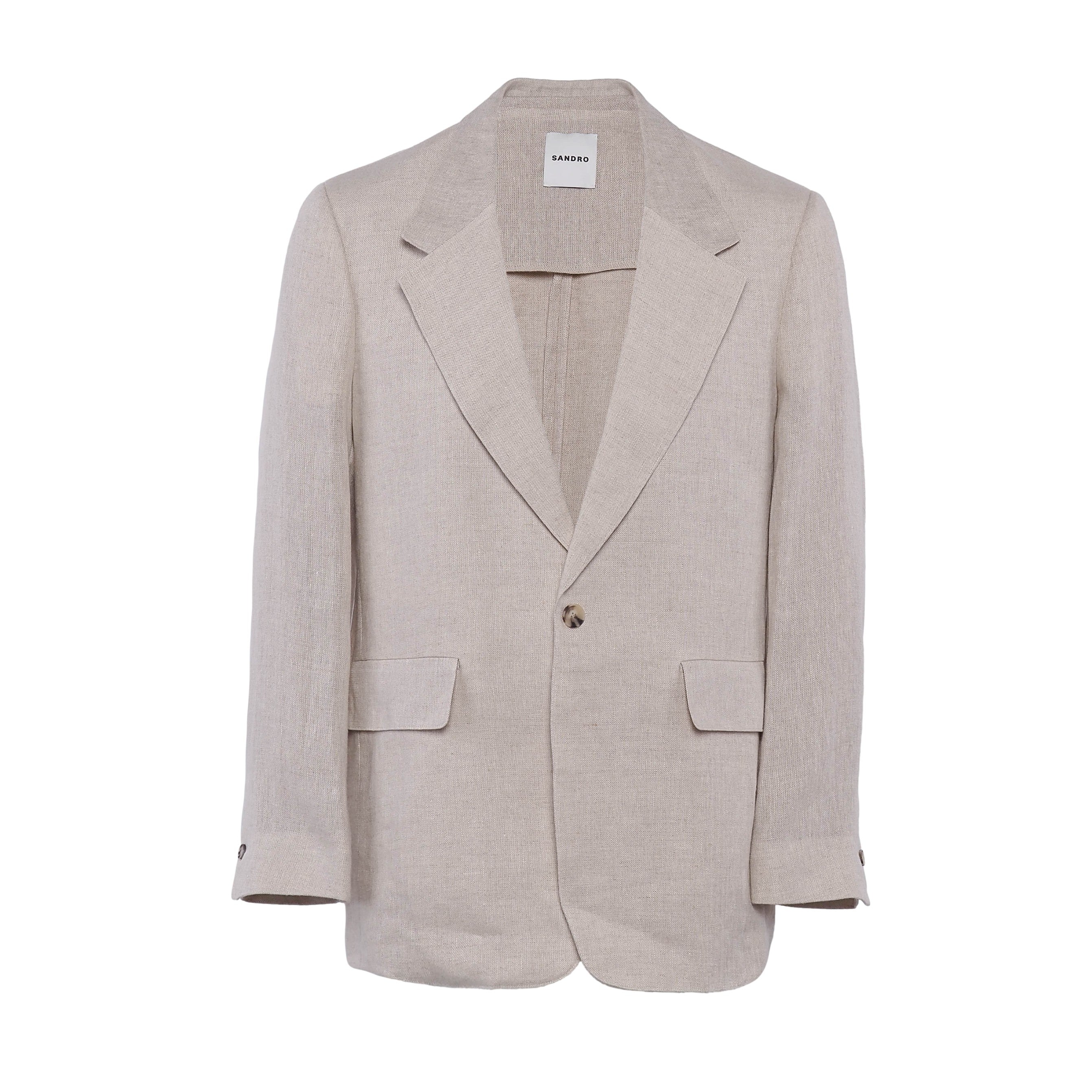 Sandro Paris Men's Beige 100% Linen Suit Jacket Size 50 FR 40 US SHPVE00607