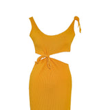 Sandro Women's Orange Rib Knit Midi Dress Size 40 FR 12 UK 8 US SFPRO02377