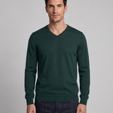 Hackett London Men's Dark Green Knit V-Neck Wool & Silk Sweater Size M HM702835