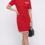 Maje Women's Red Knit Rhinestone Short Dress Size 36 FR 8 UK 4 US MFPRO02207