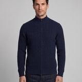 Hackett London Top-Pullover „ Strick  “ „Wolle “ Kaschmir, blau, mit Reißverschluss, Größe 2XL, HM702846