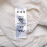 Sandro Paris Damenbluse in Ecru mit Puffärmeln, offenem Rücken und verkürztem Schnitt, Größe 0 XS (UK 6)