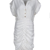 Sandro Damenkleid, weiß, ärmellos, drapiert, kurz, Größe 40FR, 12UK, 8US, SFPRO03529