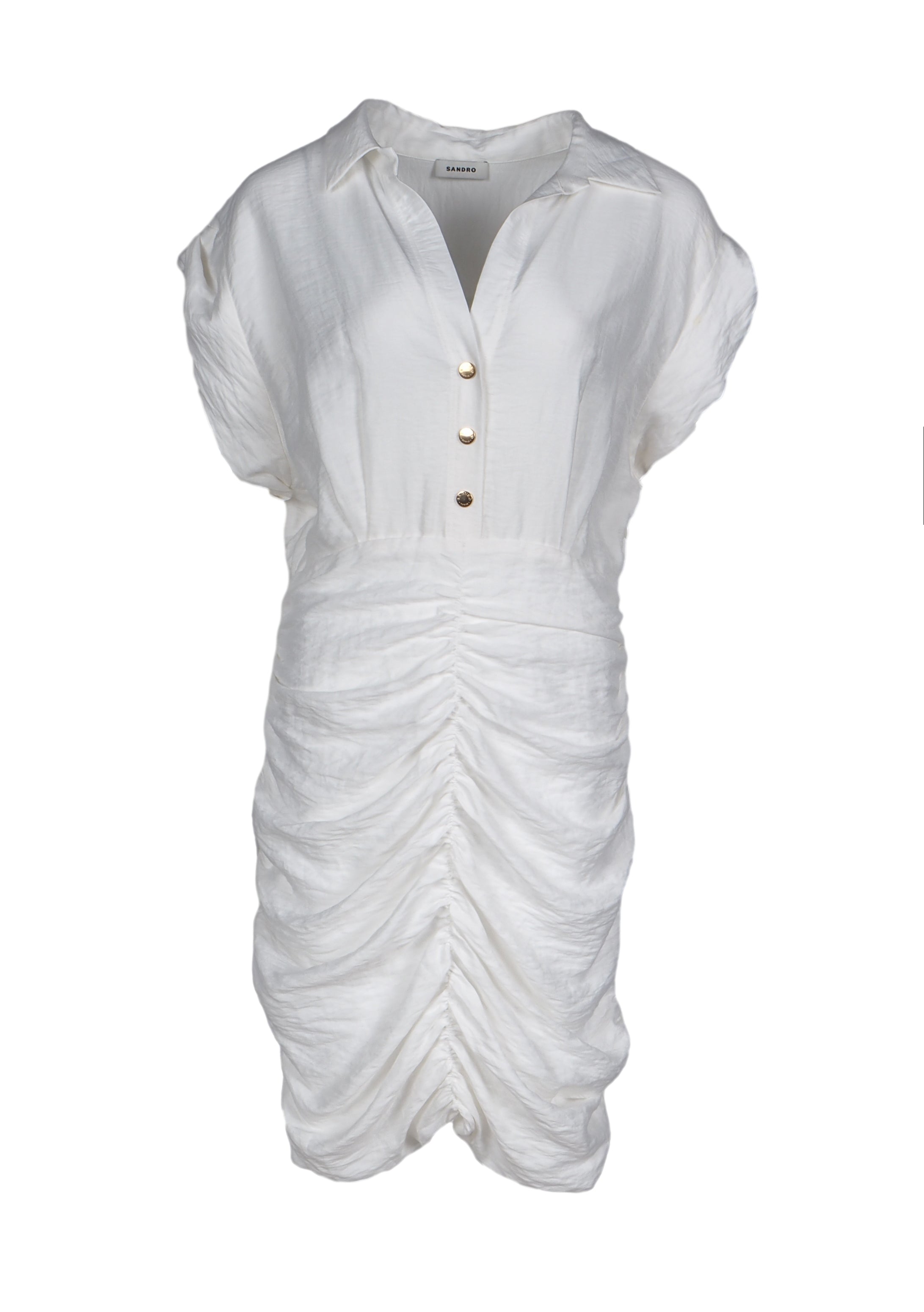 Sandro Women's White Sleeveless Draped Short Dress Size 40FR 12UK 8US SFPRO03529