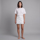 Sandro Women's White Knit Tassels Short Skirt Size 34 FR 4 UK 2 US SFPJU01013