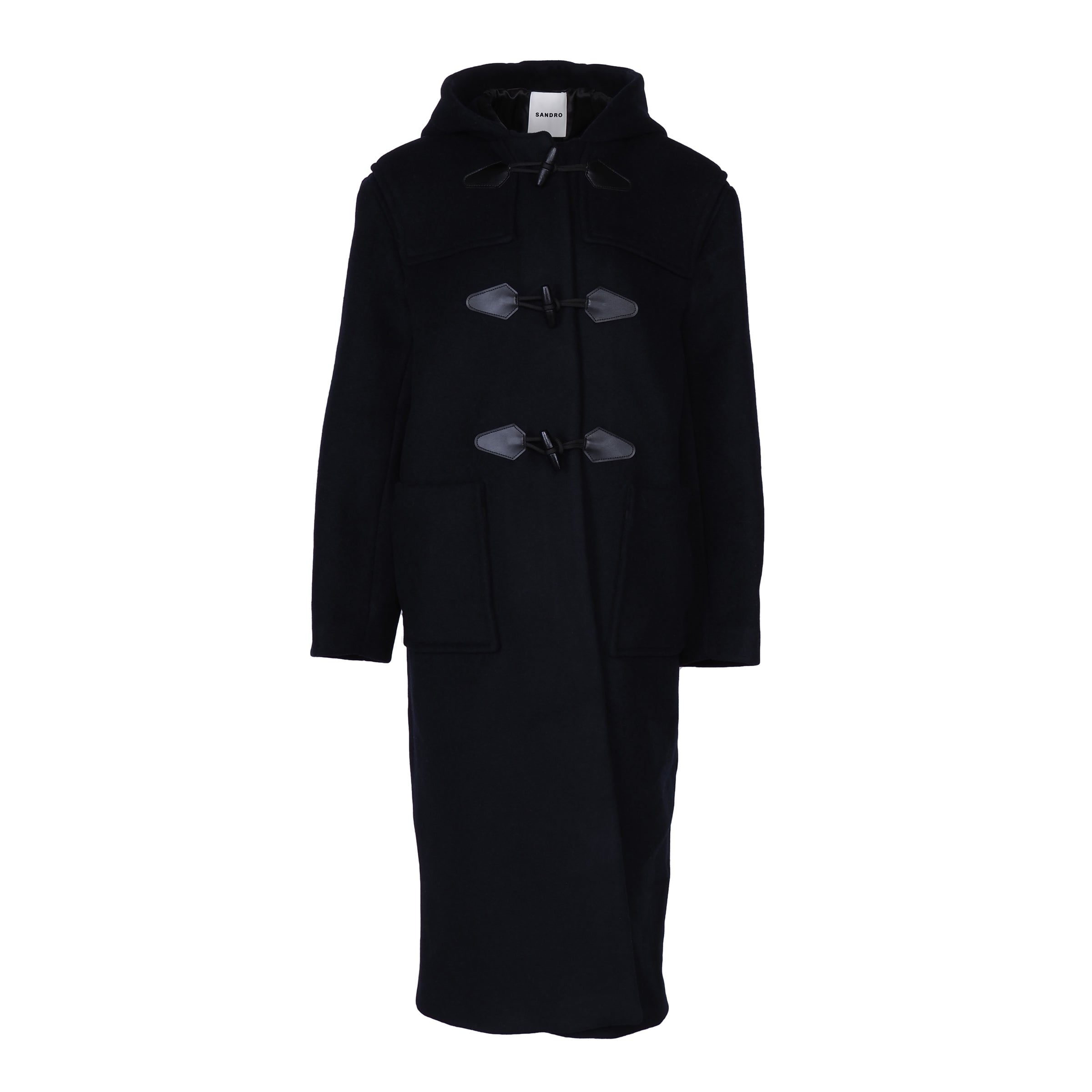 Sandro Women's Navy Hooded Wool Blend Coat Size 42 FR 14 UK 10 US SFPOU00602