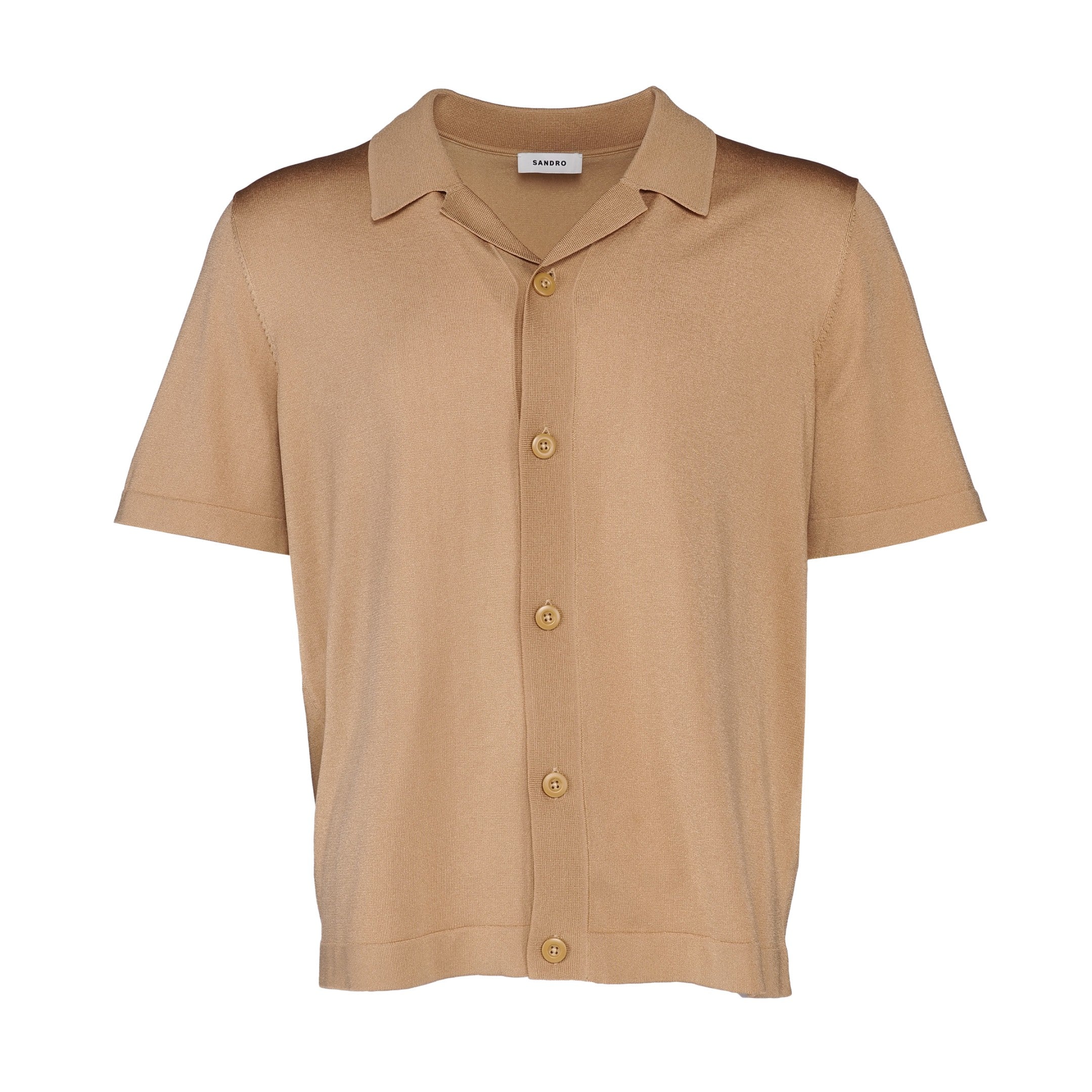 Sandro Paris Men's Brown Knitted Short Sleeve Shirt Size S SHPTR00462