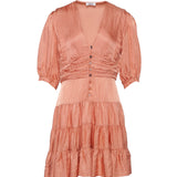 Sandro Damenkleid aus Satin mit V-Ausschnitt in Orange, Größe 40FR, 12UK, 8US, SFPRO02553