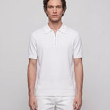 Sandro Paris Men's Ecru Knit Zip Short Sleeve Polo Shirt Size S SHPTR00344