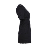 Sandro Paris Women's Black V-Neck Cotton Linen Short Dress Size 34 XS 6 R20627E