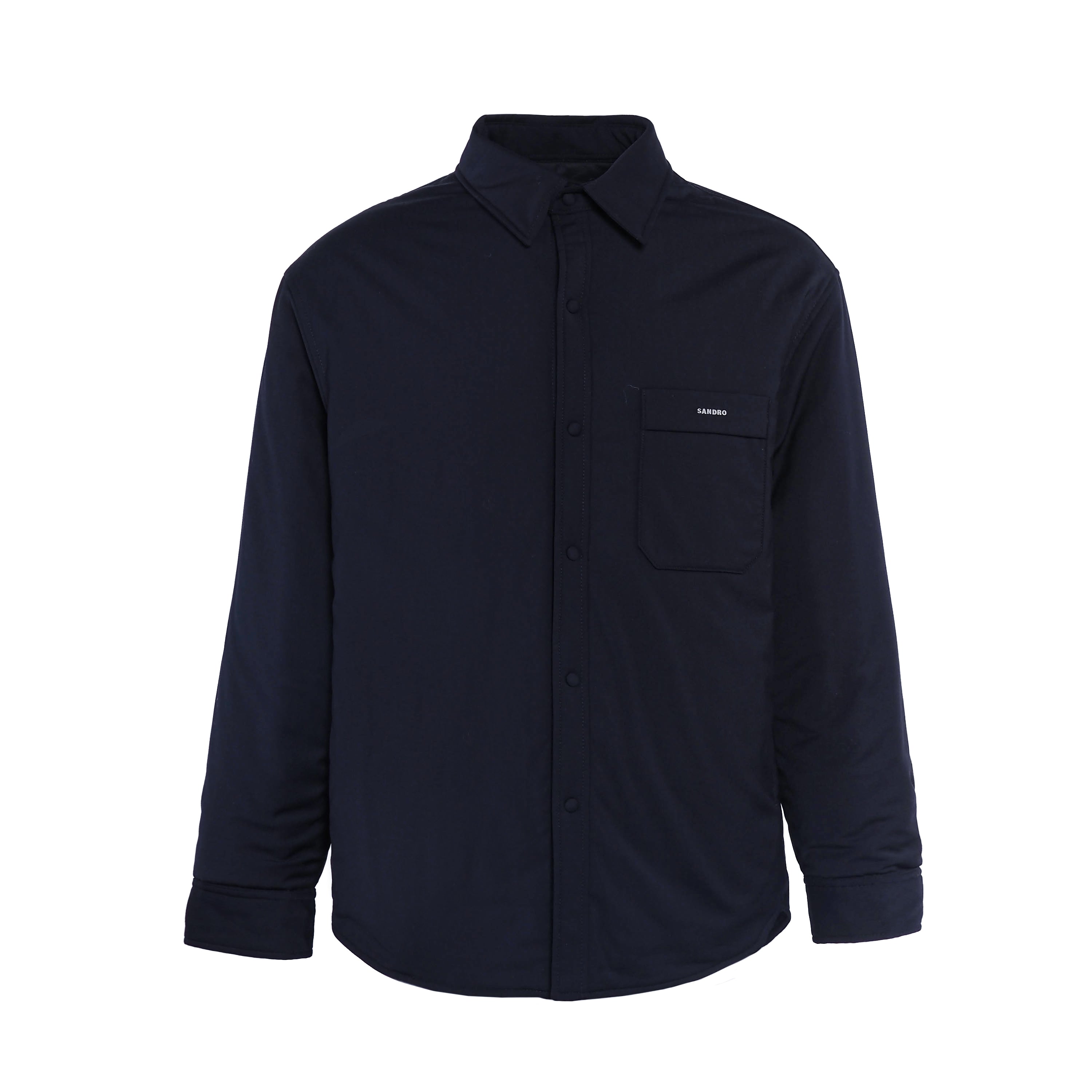 Sandro Men's Navy Wool Blend  Oversized Quilted Overshirt Size L SHPBL00941