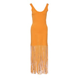 Sandro Women's Orange Knitted Fringed Dress Size 42 FR 14 UK 10 US SFPRO02963
