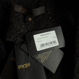 Maje Schwarzes, kurzes Damenkleid aus einer Tweed-Mischung ( Wolle ), Größe 38 (FR), 10 (UK), 6 (US), Artikelnummer MFPRO02571
