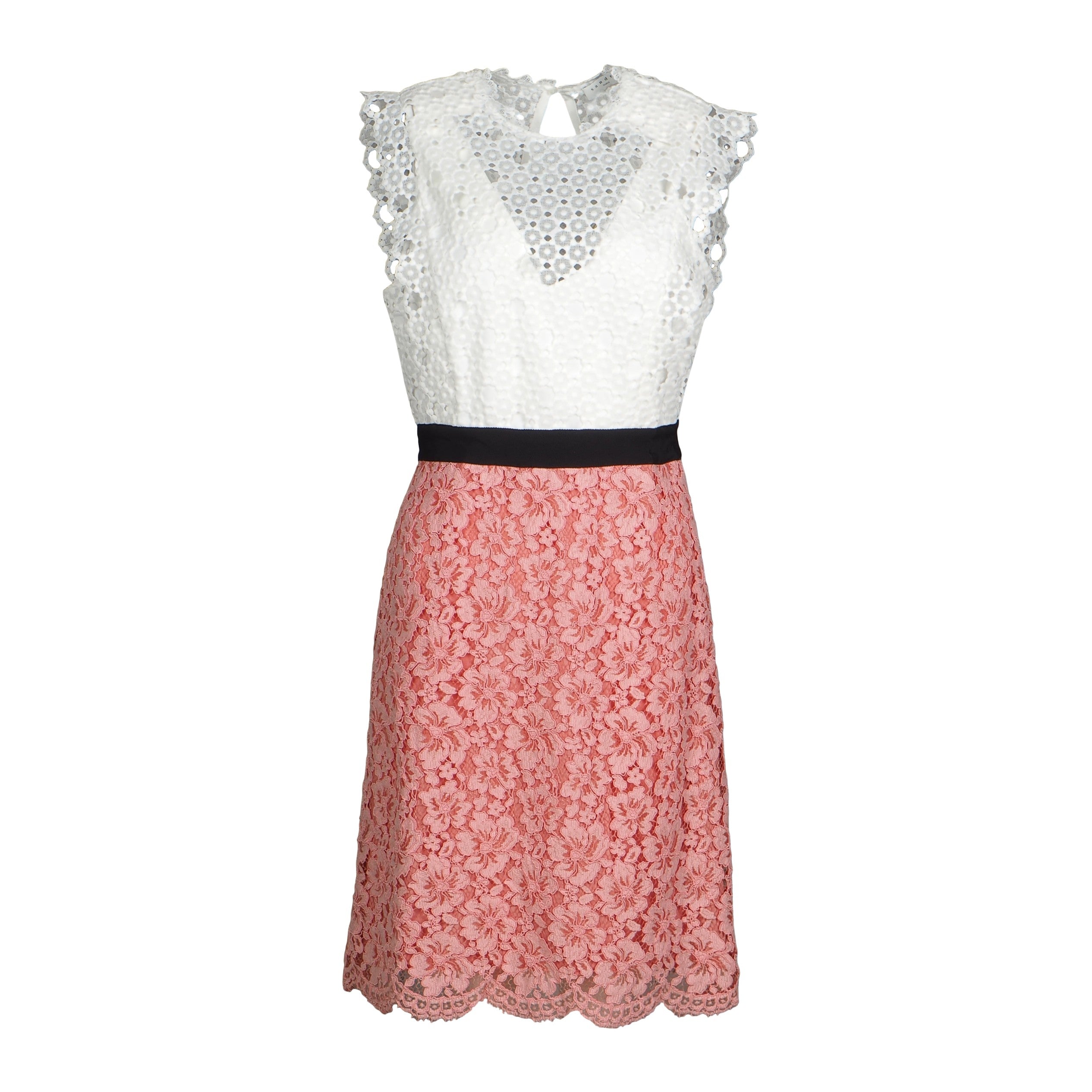 Sandro Women's White Floral Lace Short Dress Size 38 FR 10 UK 6 US R5421E