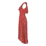 Maje Women's Red 100% Viscose Leopard Print Midi Dress Size 1 S 8 H18RIVELE