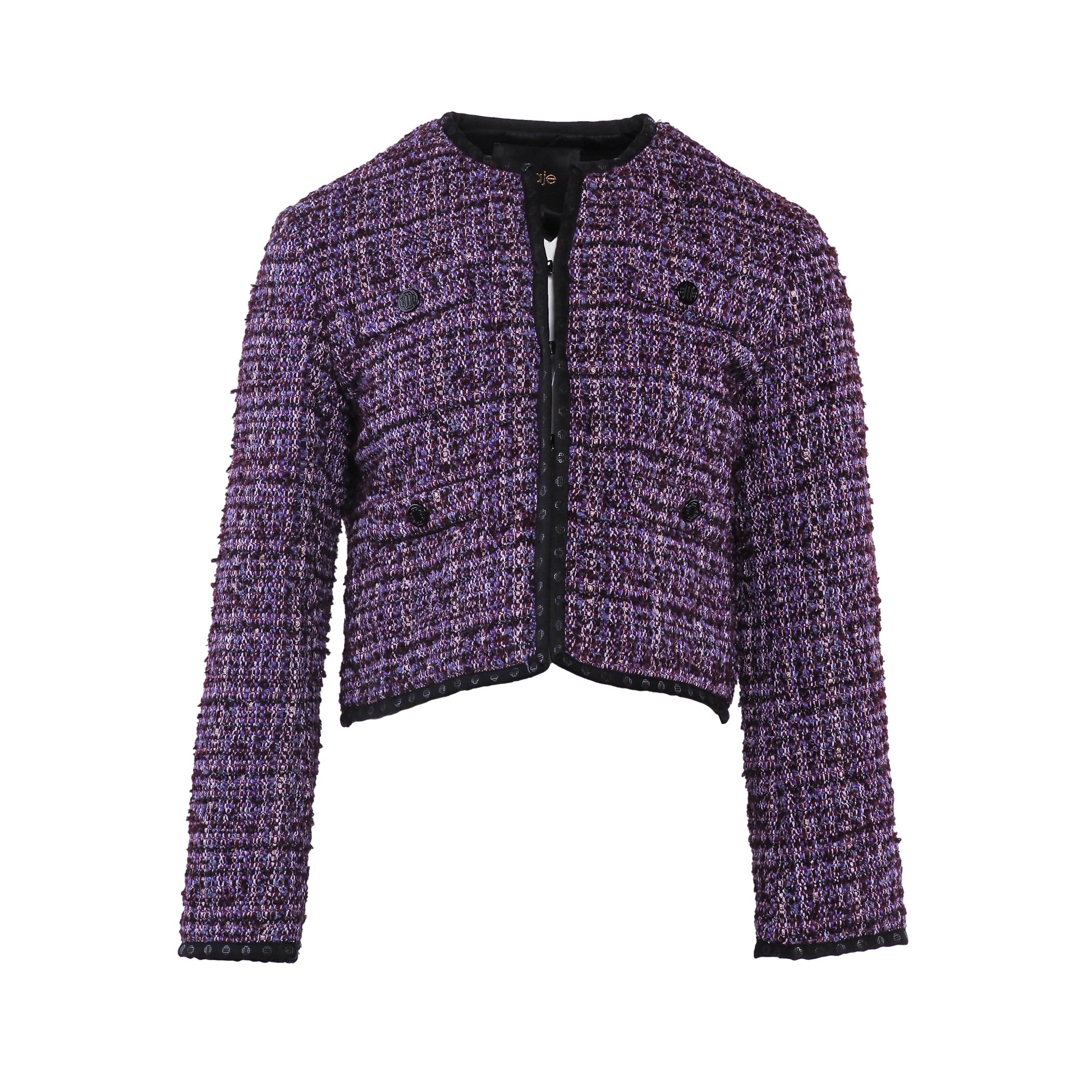 Maje Women's Purple Wool Blend Tweed Jacket Size 40 FR 12 UK 8 US MFPVE00424