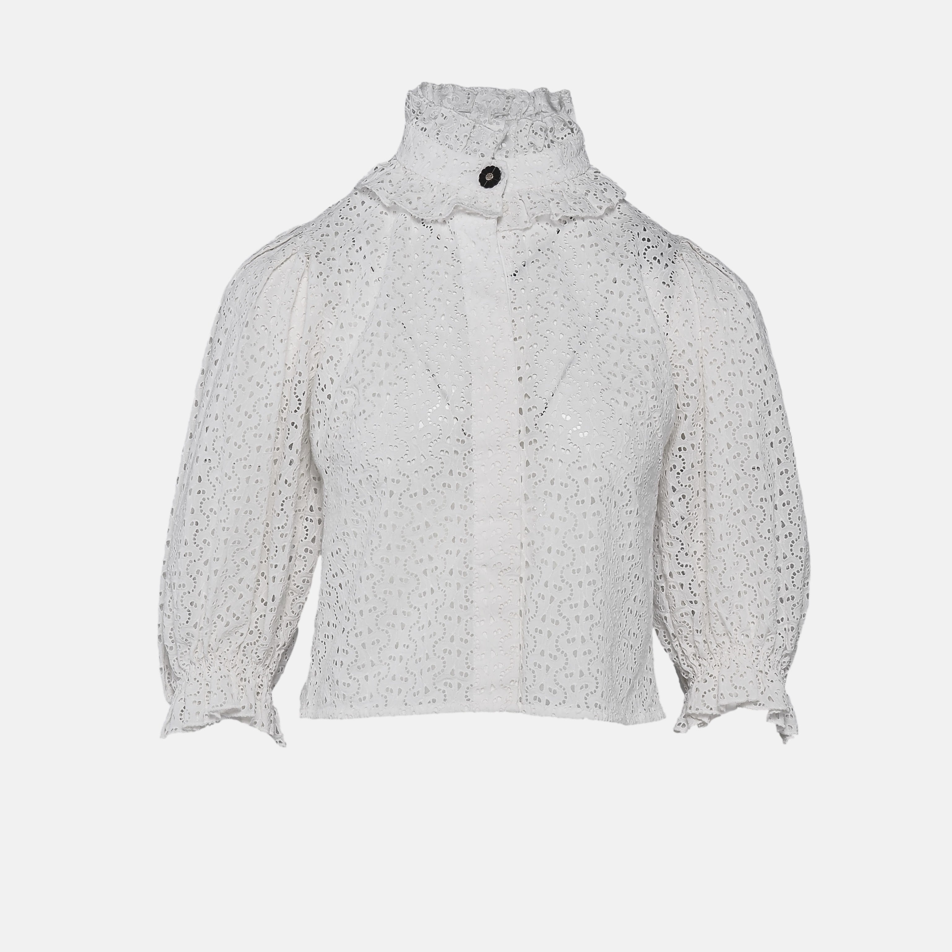 Sandro Women's White 100% Cotton Blouse Size 36 FR 8 UK 4 US SFPCM00468