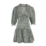 Sandro Damenkleid, grün, mit Blumenmuster, „ Seide “, kurz, Größe 34 FR, 6 UK, 2 US, SFPRO02601