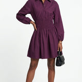 Maje Women's Purple Smocked Waist Cotton Dress Size 40 FR 12 UK 8 US MFPRO02599