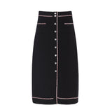 Sandro Women's Black Rhinestone Midi Skirt Size 42 FR 14 UK 10 US SFPJU01011