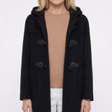 Sandro Women's Navy Hooded Wool Blend Coat Size 42 FR 14 UK 10 US SFPOU00602