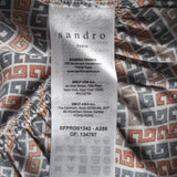 Sandro Damenkleid aus mehrfarbigem Satin mit langen Ärmeln, Größe 34 XS, SFPRO01342