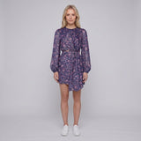 Maje Women's Purple Floral Short Viscose Dress Size 36 S 8 MFPRO02597