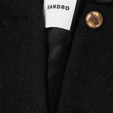 Sandro Women's Black Wool Blend Long Coat Size 40 FR 12 UK 8 US SFPOU00582