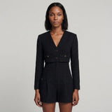 Sandro Women's Black Long Sleeve Tweed Playsuit Size 34 FR 6 UK 2 USFPCO00225