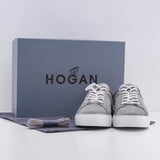 Hogan Men's Grey Leather Rebel Allacciato H Sneakers Size 40.5 EU 7 UK 8.5 US