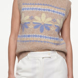 Sandro Women's Beige Knit Alpaca Blend Vest Size 38 FR 10 UK 6US SFPPU02109