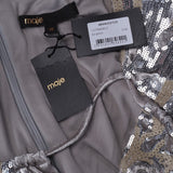 Maje Kurzes Damenkleid aus silbernem Samt mit Pailletten, Größe 38 (FR 10, UK 6, US MFPRO02729)