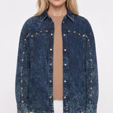 Sandro Paris Blaue Jeansjacke mit Strasssteinen für Damen, Größe 34FR, 6UK, 2US, SFPCM00241