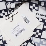 Sandro Men's Navy Square Cross Short Sleeve Shirt Size L SHPCM01004 RRP:195EUR