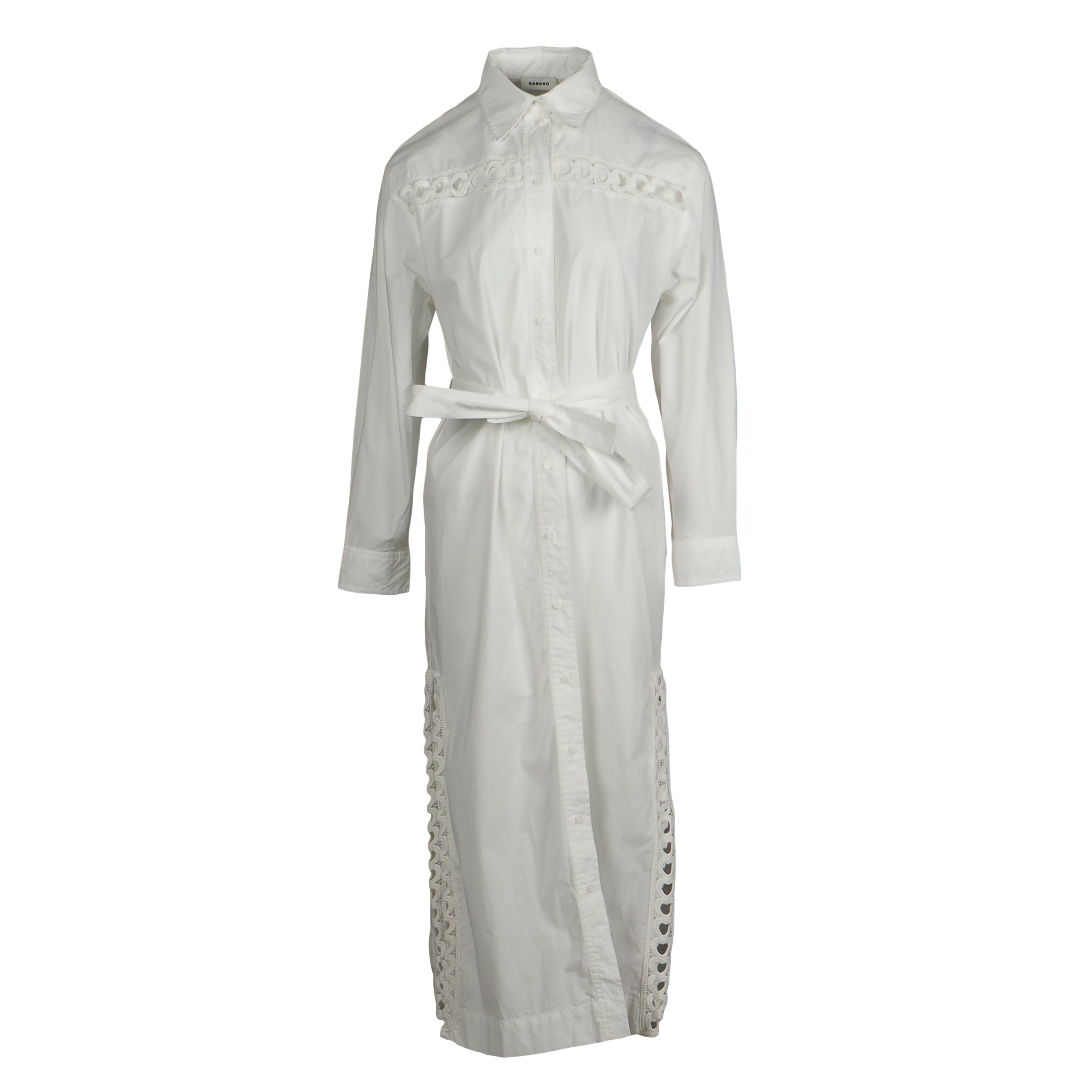 Sandro Women's White Long Cotton Shirt Dress Size 36 FR 8 UK 4 US SFPRO03706