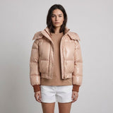 Sandro Women's Beige Hooded Puffer Jacket Size 34 FR 6 UK 2 US SFPOU00513