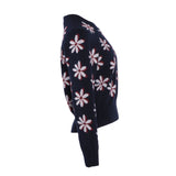 Sandro Women's Navy Floral Wool Cashmere Sweater Size 36 FR 8UK 4 US SFPPU01639