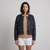 Maje Women's Grey Oversized Sequins Wool Blend Cardigan Size 1 S 8 MFPCA00322