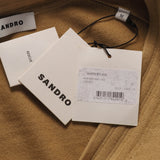 Sandro Herren-Strickjacke in Camel mit „S“-Aufnäher, 100 % Wolle, Größe , M, SHPTR00386