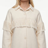 Sandro Women's Ecru Wool Blend Oversized Jacket Size 34 FR 6 UK 2 US SFPOU00415